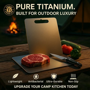 Outdoor Pure Titanium Cutting Board – Lightweight, Non-Slip, Antibacterial Camp Kitchen Board